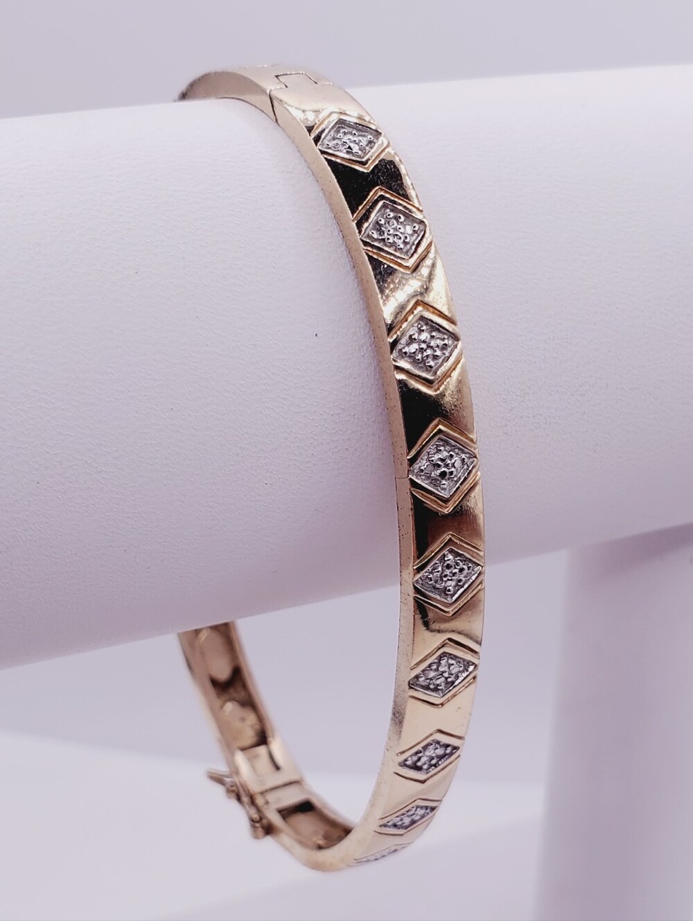 Genuine Diamond Accent - Yellow Gold - 925 Sterling Silver Bangle Bracelet